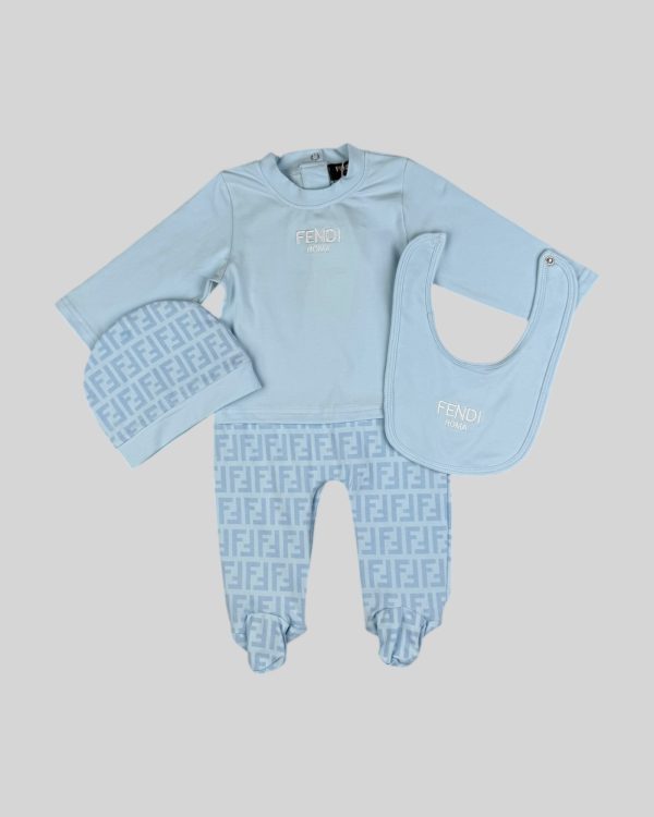 Fendi Baby Cotton Romper Blue