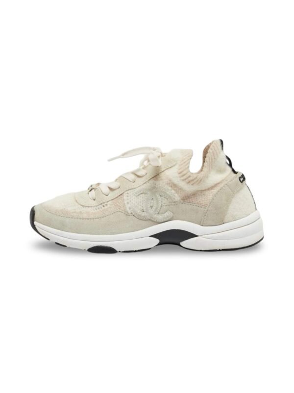 Chanel knit and suede calfskin sneakers  ivory