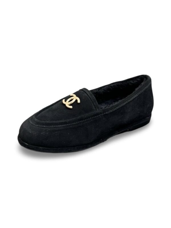 Chanel loafers black suede